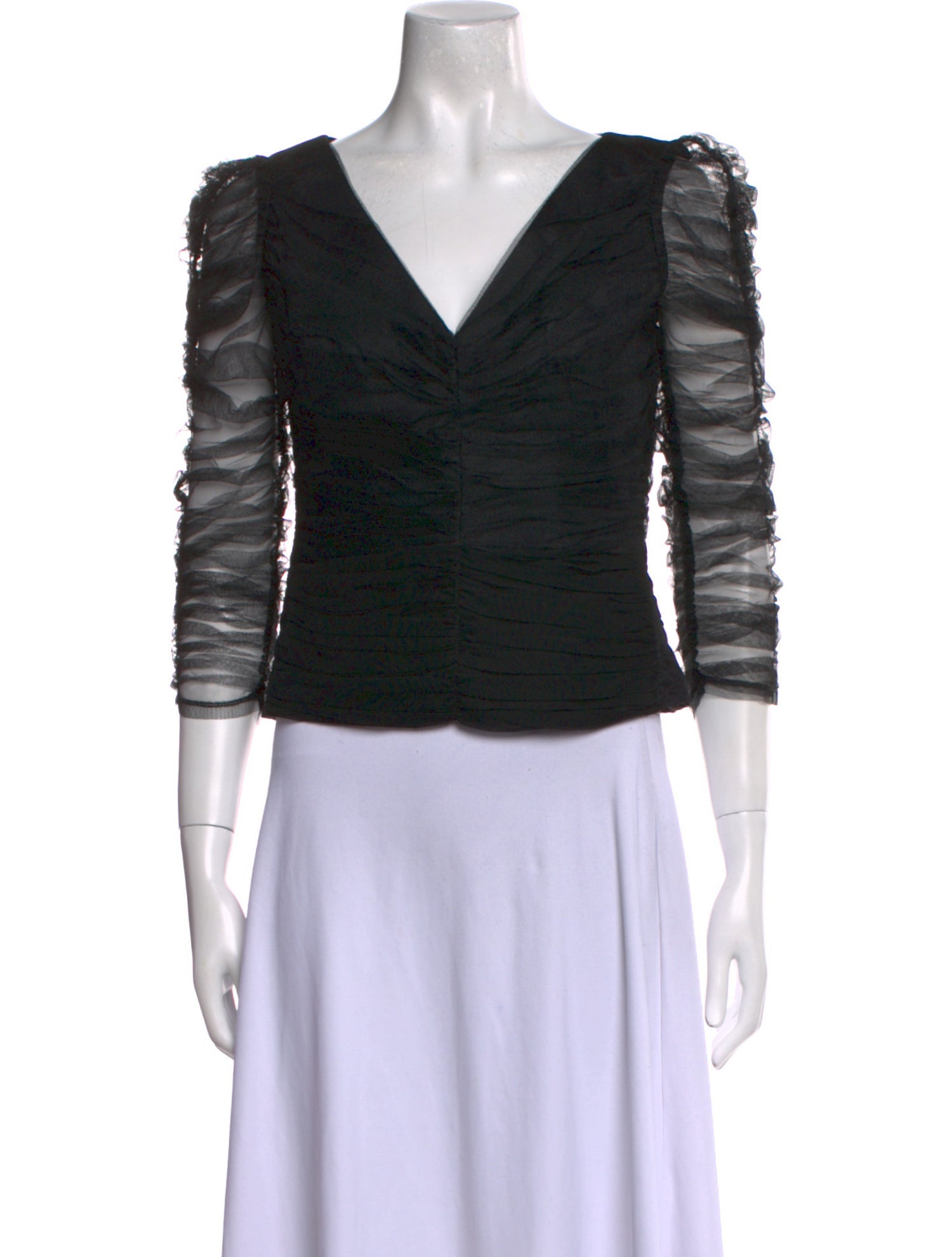 Zimmermann V-Neck Three-Quarter Sleeve Crop Top