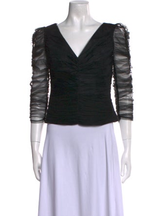 Zimmermann V-Neck Three-Quarter Sleeve Crop Top