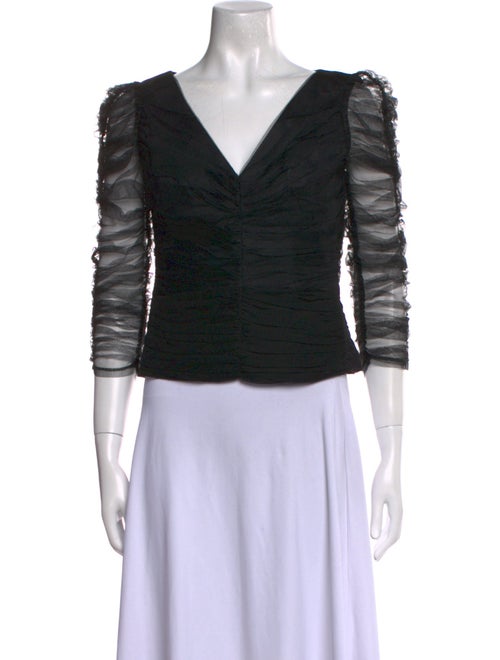 Zimmermann V-Neck Three-Quarter Sleeve Crop Top