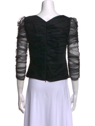 Zimmermann V-Neck Three-Quarter Sleeve Crop Top