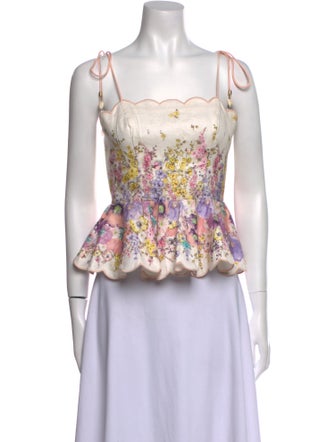 Zimmermann Linen Floral Print Crop Top