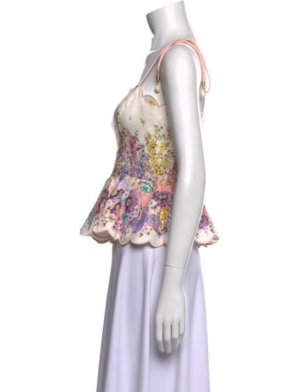 Zimmermann Linen Floral Print Crop Top