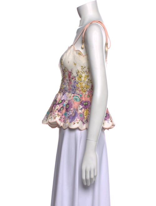 Zimmermann Linen Floral Print Crop Top