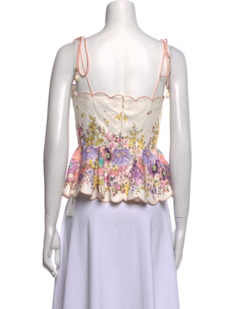 Zimmermann Linen Floral Print Crop Top