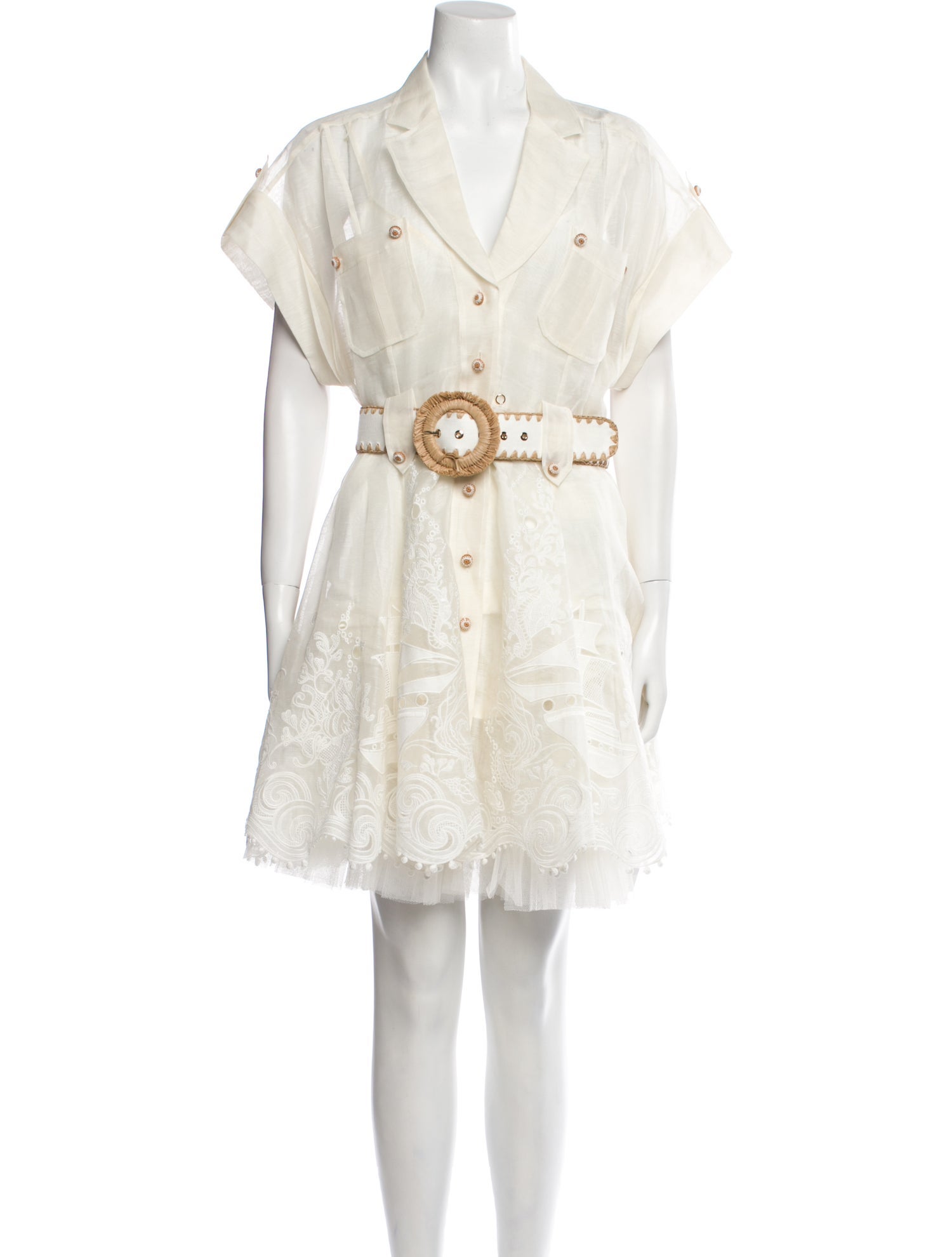 Zimmermann Linen Embroidered Accent Dress Set