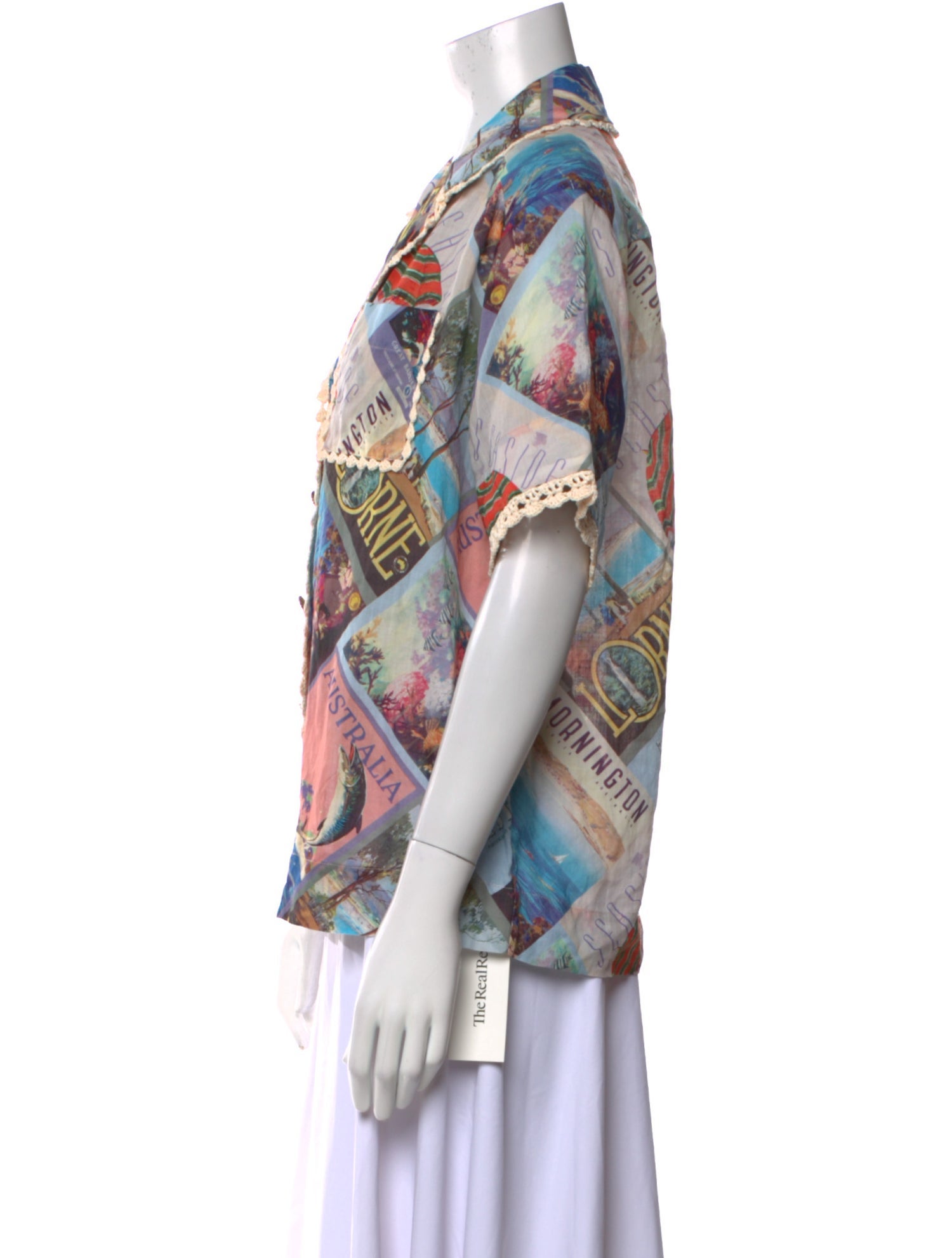 Zimmermann Printed Short Sleeve Button-Up Top