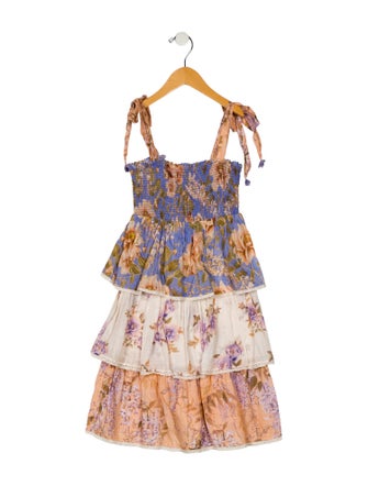 Zimmermann Girls Sleeveless Floral Ruffle Dress