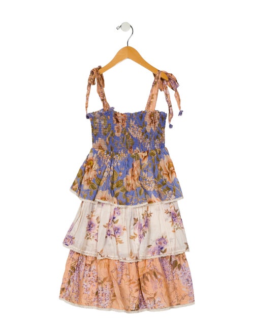Zimmermann Girls Sleeveless Floral Ruffle Dress
