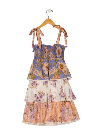 Zimmermann Girls Sleeveless Floral Ruffle Dress