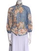 Zimmermann Floral Print Mock Neck Blouse