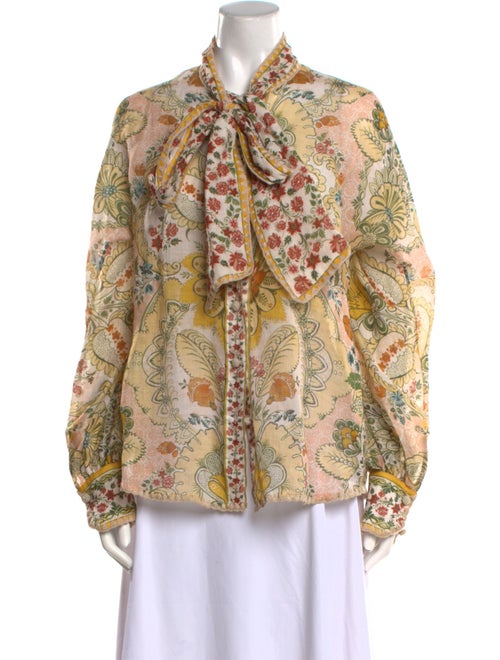 Zimmermann Paisley Print Mock Neck Blouse