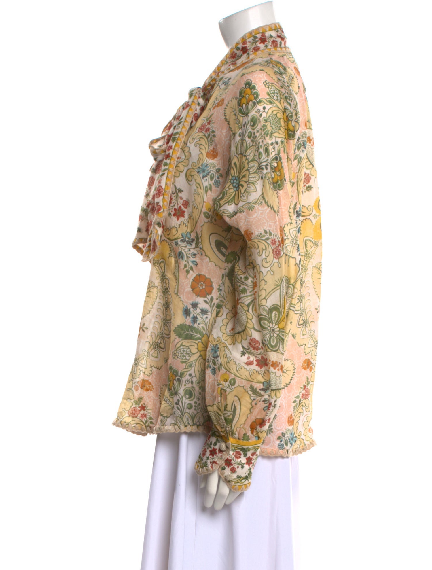 Zimmermann Paisley Print Mock Neck Blouse