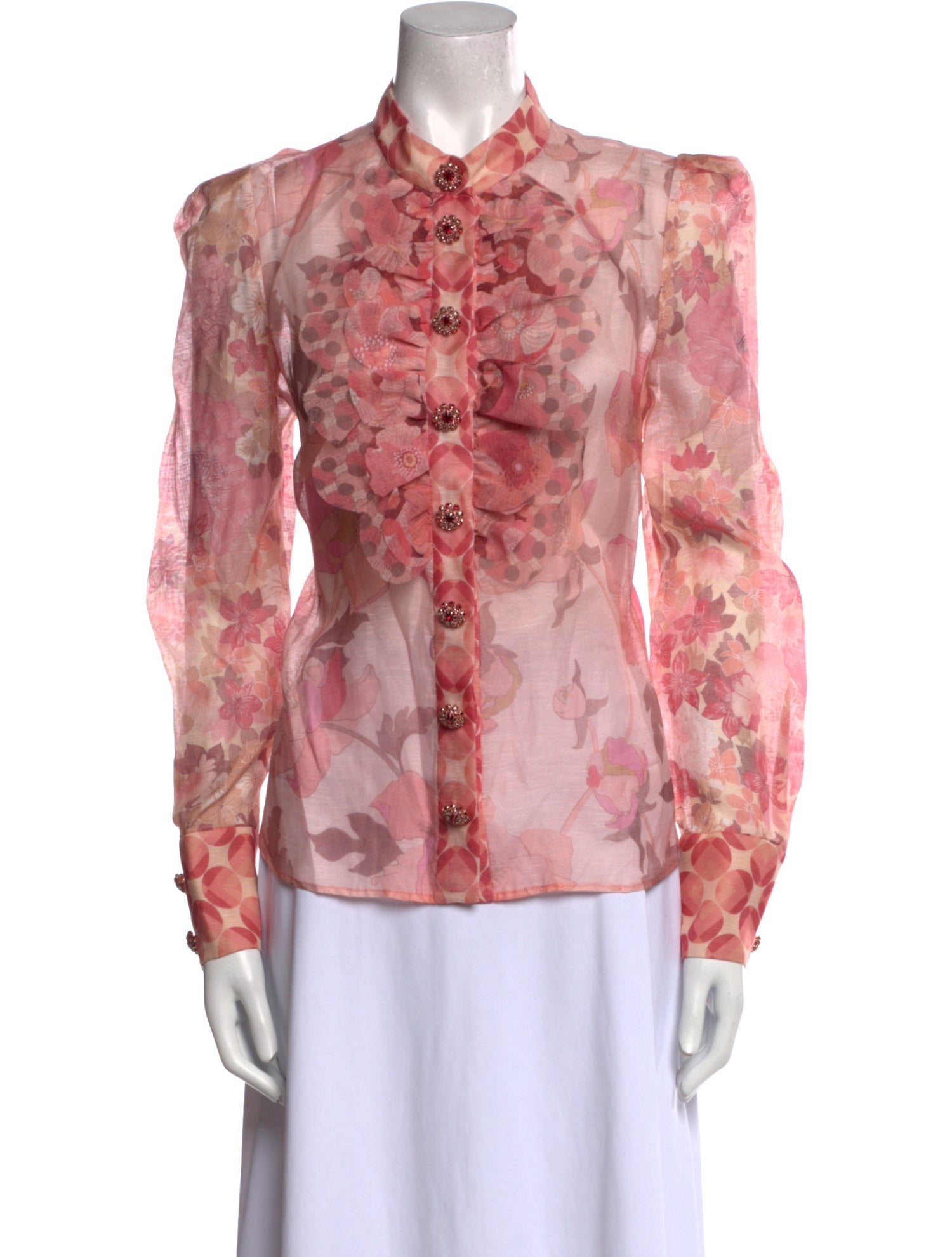 Zimmermann Silk Floral Print Button-Up Top w/ Tags