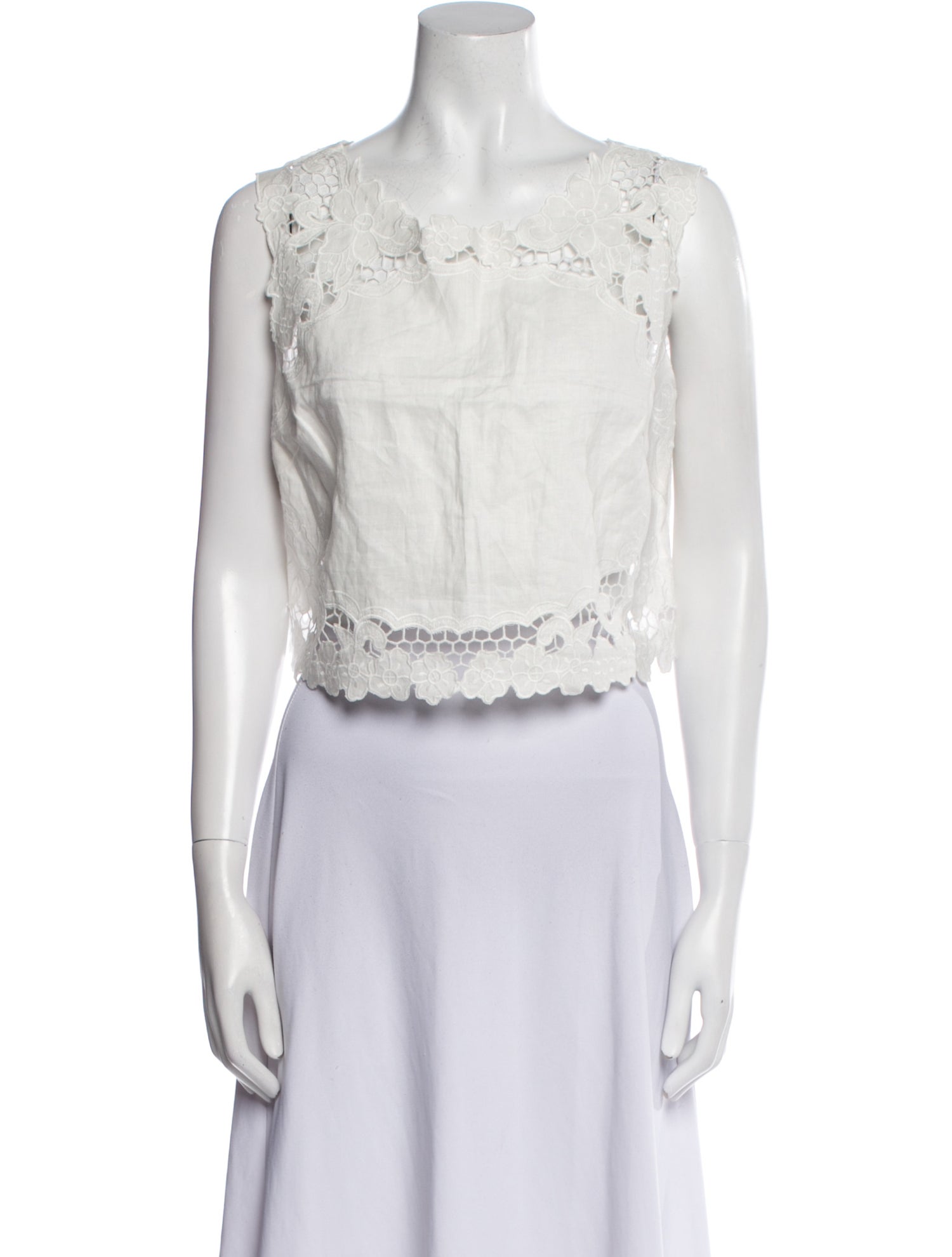 Zimmermann Linen Scoop Neck Crop Top