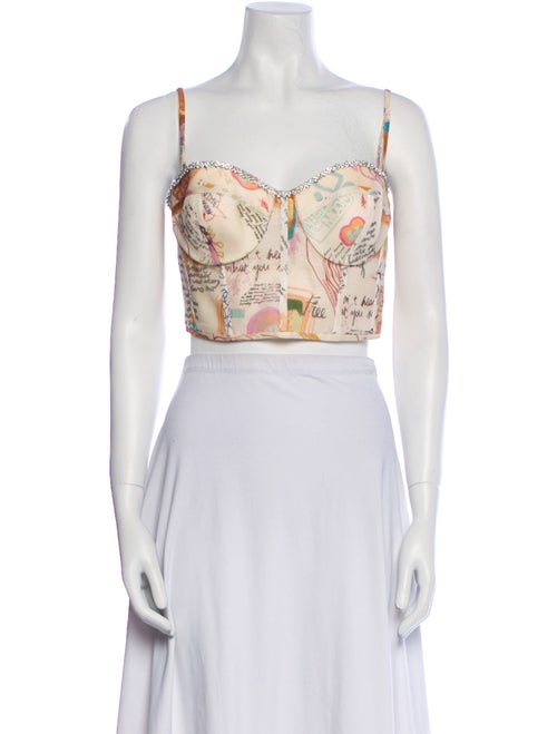 Zimmermann Linen Printed Crop Top