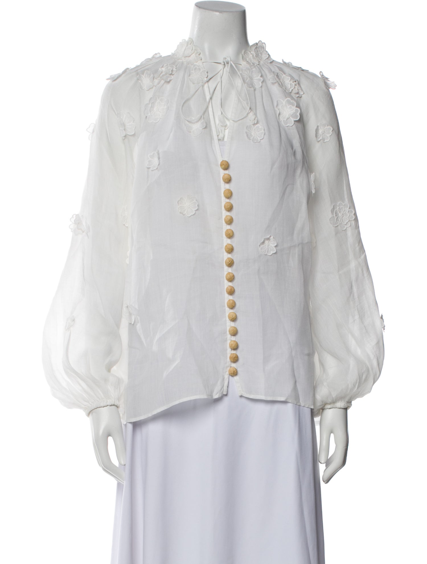 Zimmermann Mock Neck Long Sleeve Blouse