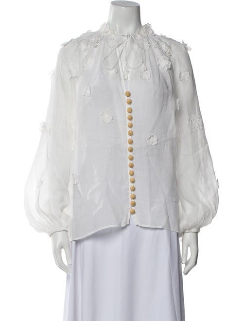 Zimmermann Mock Neck Long Sleeve Blouse