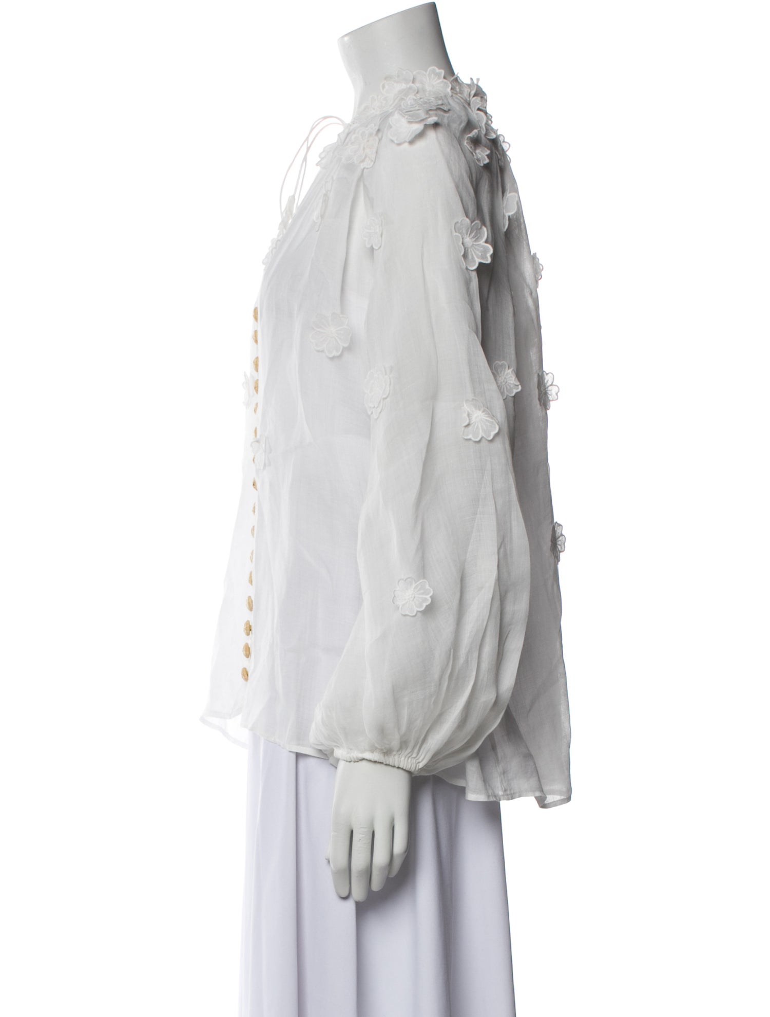 Zimmermann Mock Neck Long Sleeve Blouse