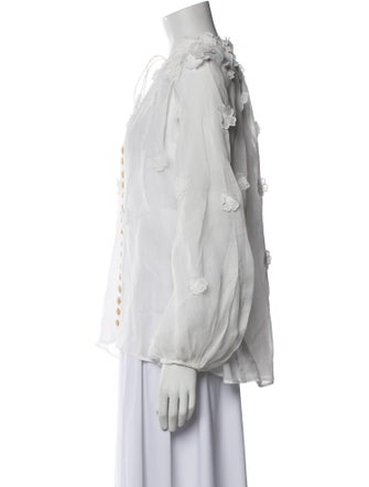 Zimmermann Mock Neck Long Sleeve Blouse