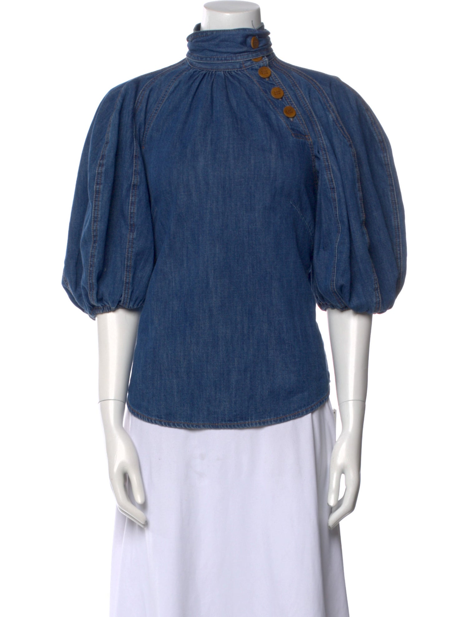 Zimmermann Linen Mock Neck Blouse