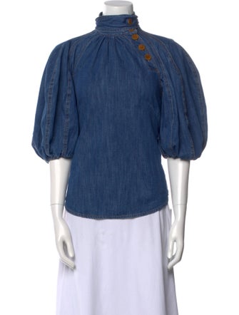 Zimmermann Linen Mock Neck Blouse