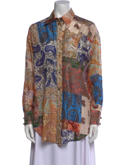Zimmermann Silk Paisley Print Button-Up Top