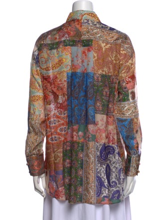 Zimmermann Silk Paisley Print Button-Up Top