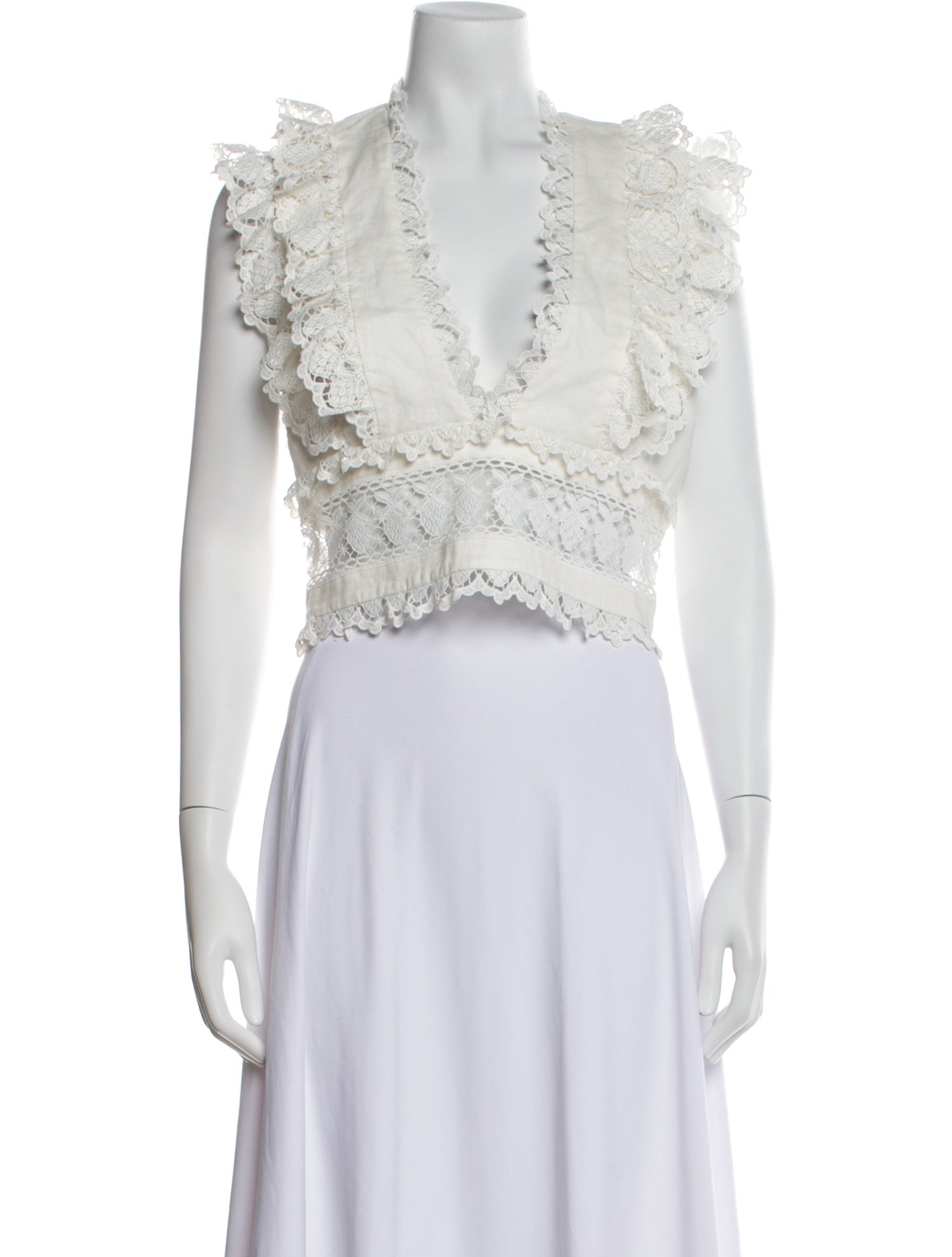 Zimmermann Linen V-Neck Crop Top