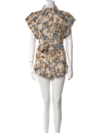 Zimmermann Linen Floral Print Romper
