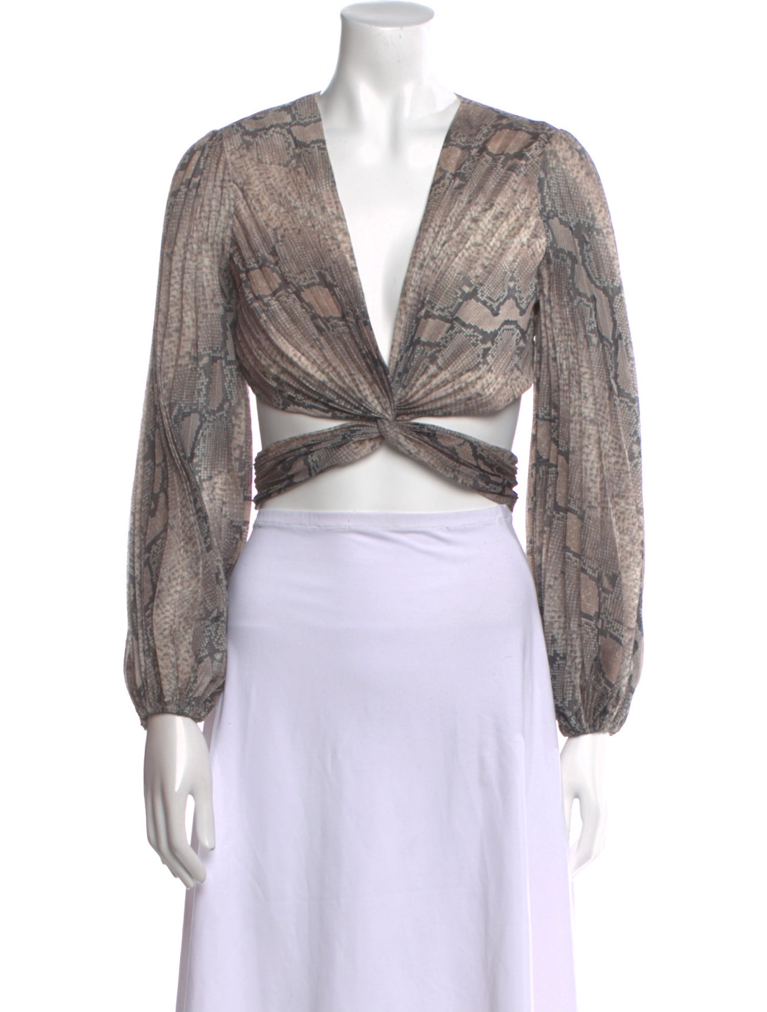 Zimmermann Animal Print V-Neck Crop Top
