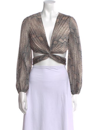 Zimmermann Animal Print V-Neck Crop Top