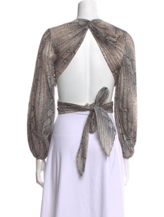 Zimmermann Animal Print V-Neck Crop Top