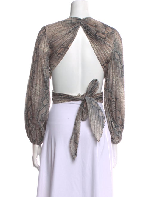 Zimmermann Animal Print V-Neck Crop Top