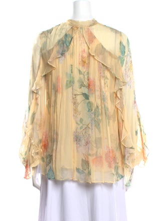 Zimmermann Floral Print Tie Neck Blouse