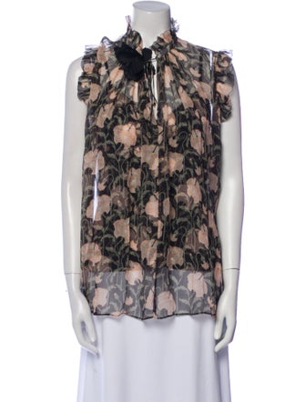 Zimmermann Floral Print Mock Neck Blouse