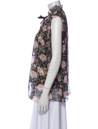 Zimmermann Floral Print Mock Neck Blouse