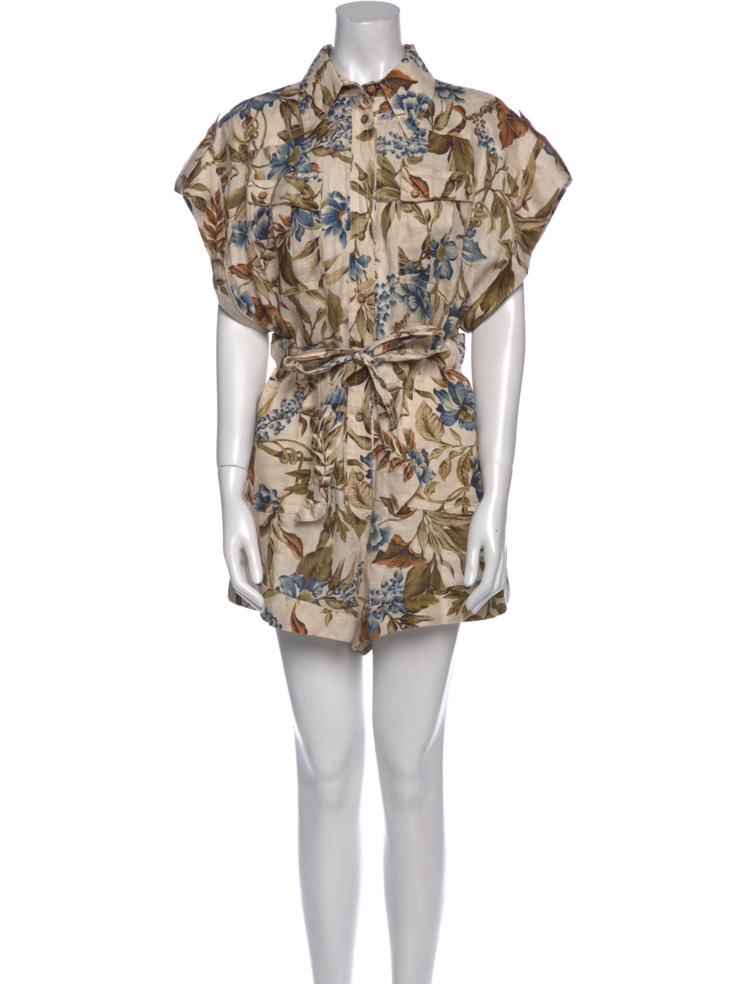 Zimmermann Linen Floral Print Romper