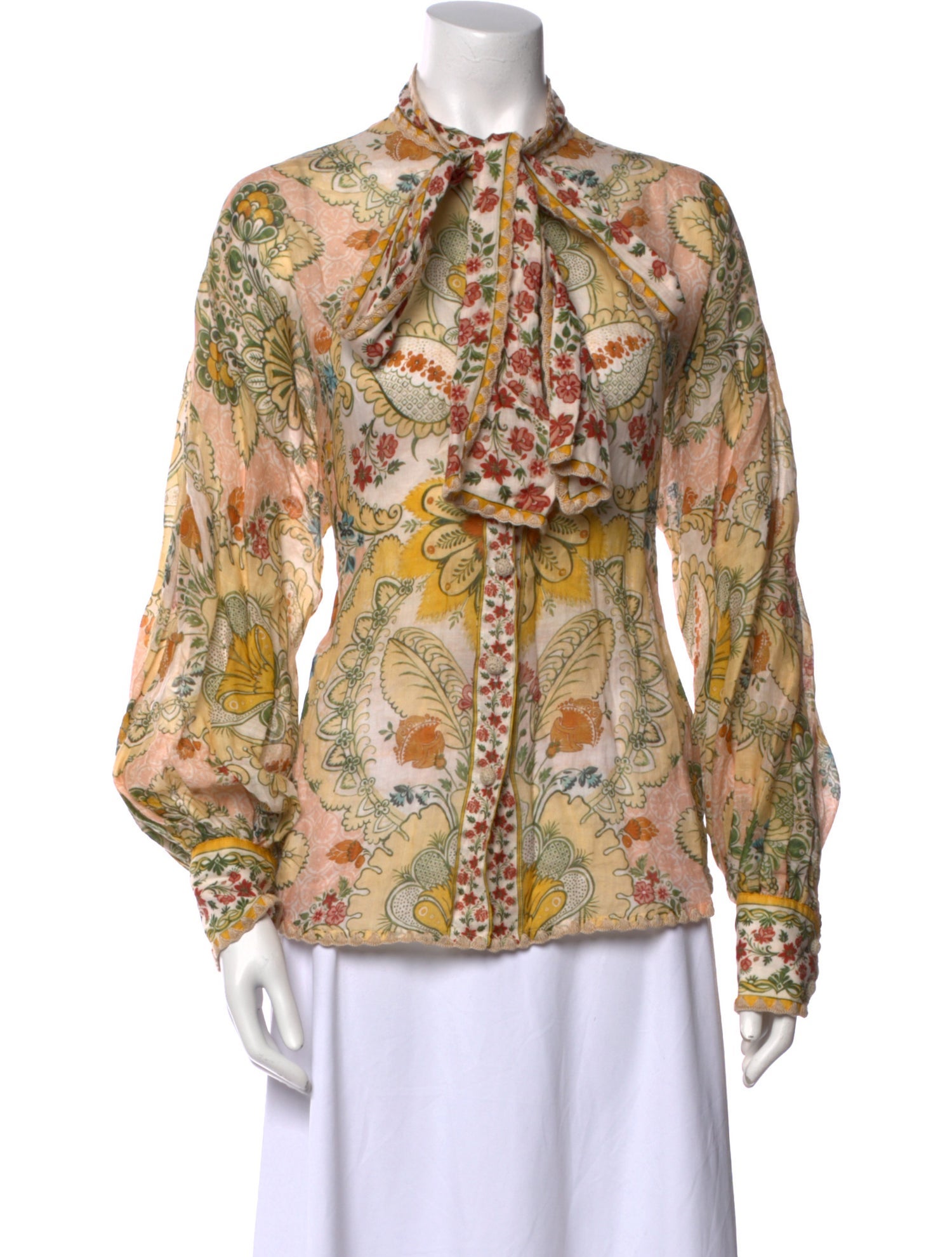 Zimmermann Paisley Print Mock Neck Blouse