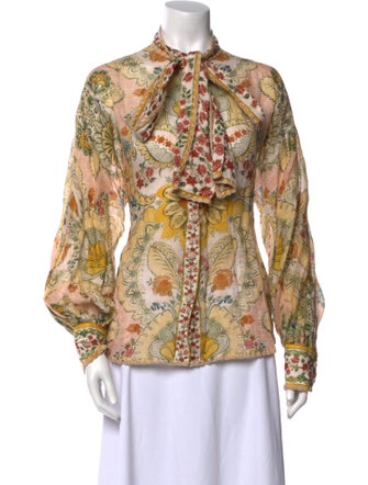 Zimmermann Paisley Print Mock Neck Blouse