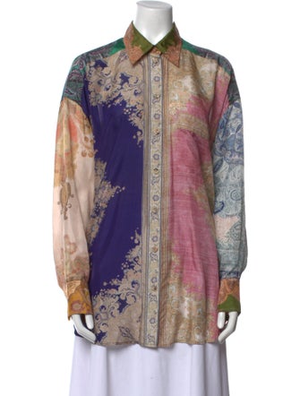 Zimmermann Silk Paisley Print Button-Up Top