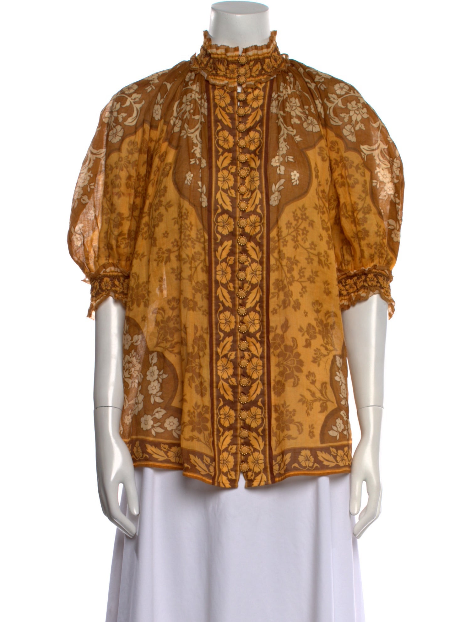 Zimmermann Printed Mock Neck Blouse