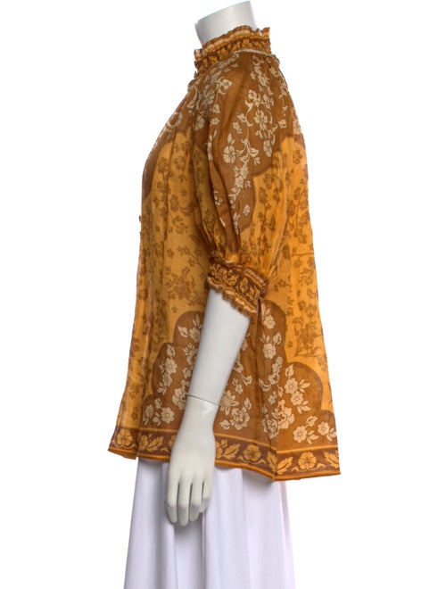 Zimmermann Printed Mock Neck Blouse