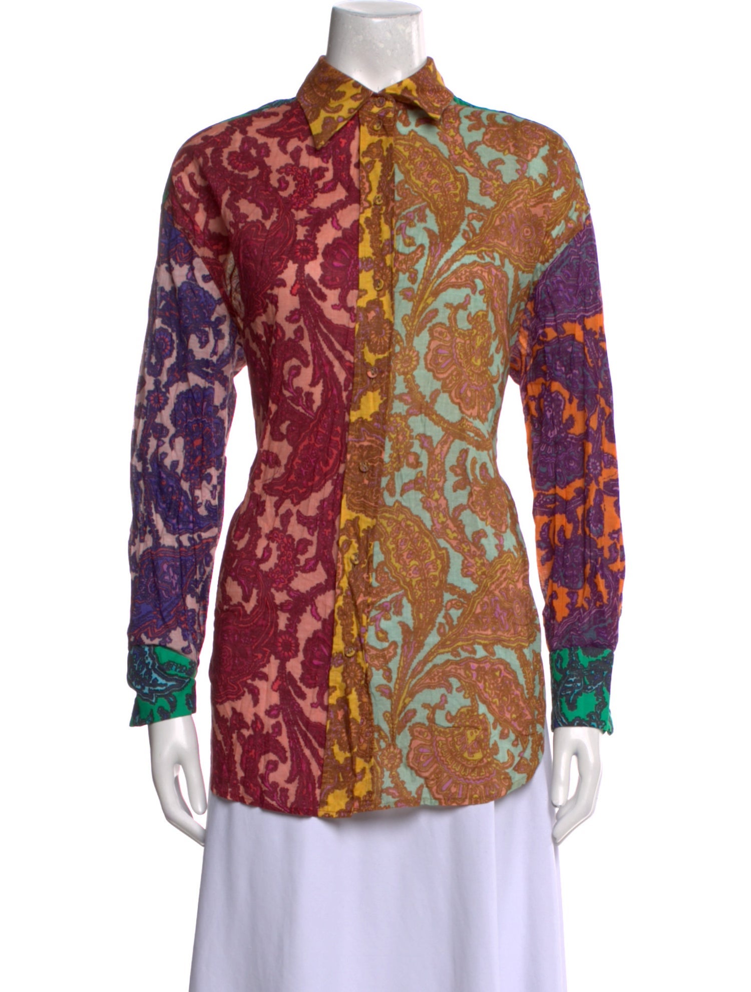 Zimmermann Printed Long Sleeve Button-Up Top