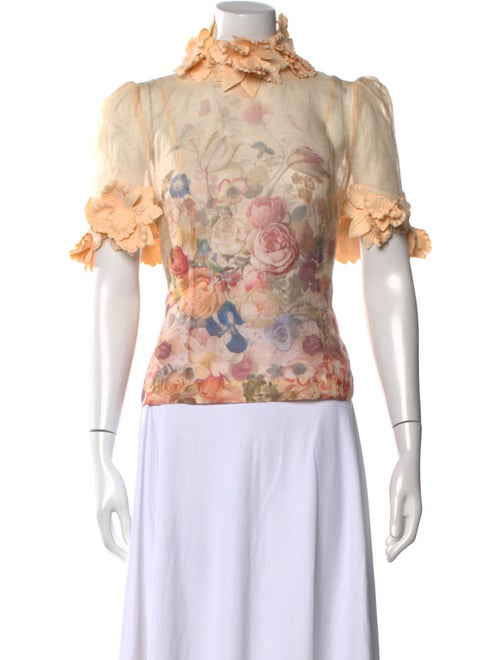 Zimmermann Linen Floral Print Blouse