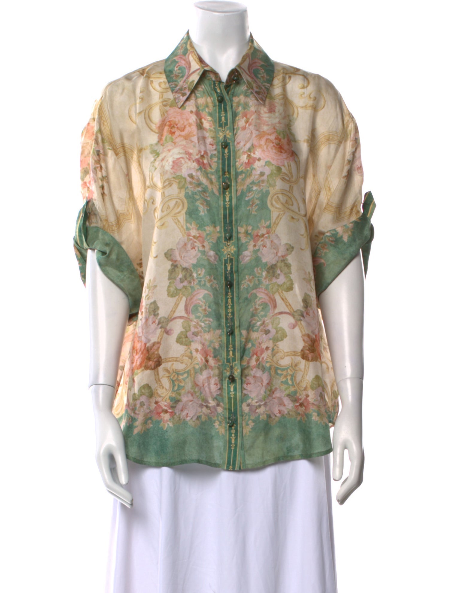 Zimmermann Silk Floral Print Button-Up Top