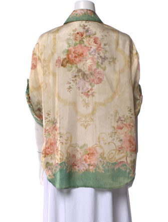 Zimmermann Silk Floral Print Button-Up Top