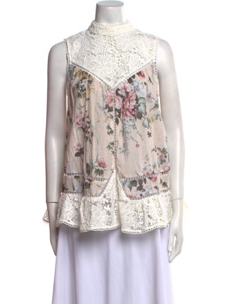 Zimmermann Floral Print Mock Neck Blouse