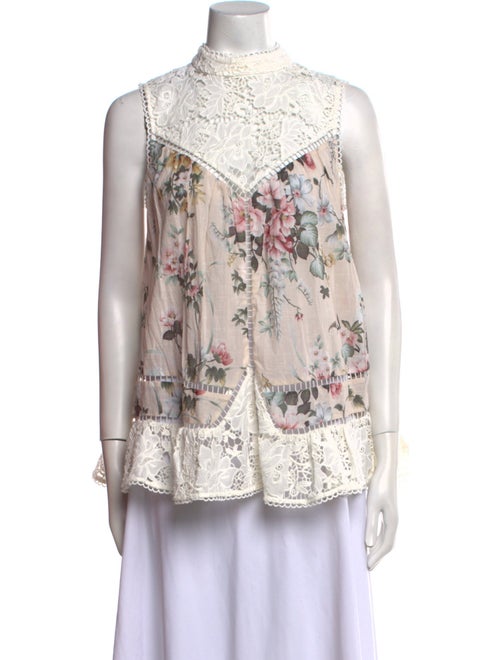 Zimmermann Floral Print Mock Neck Blouse
