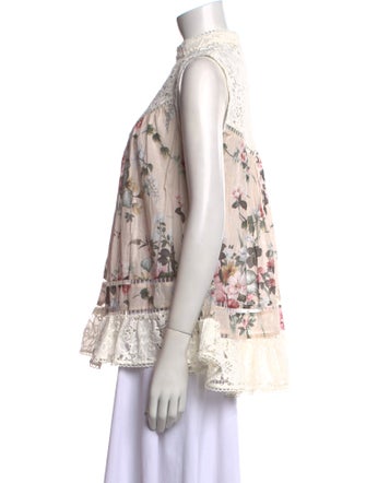 Zimmermann Floral Print Mock Neck Blouse