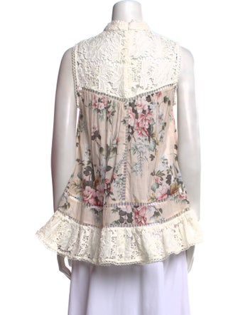 Zimmermann Floral Print Mock Neck Blouse